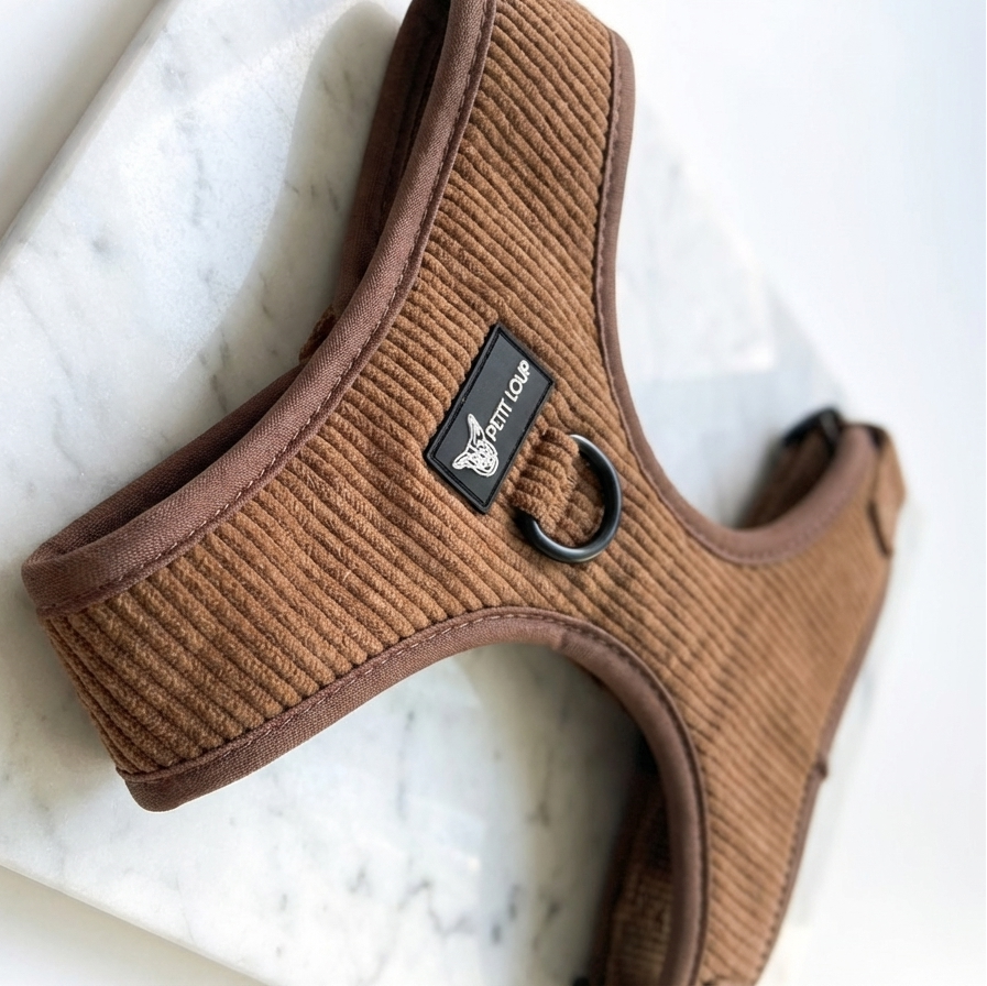 Dog harness — Brownie (Chocolate Brown Corduroy)