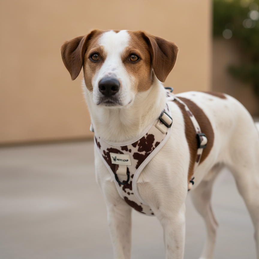 Dog harness — Texas (Cow Print, Faux Fur)