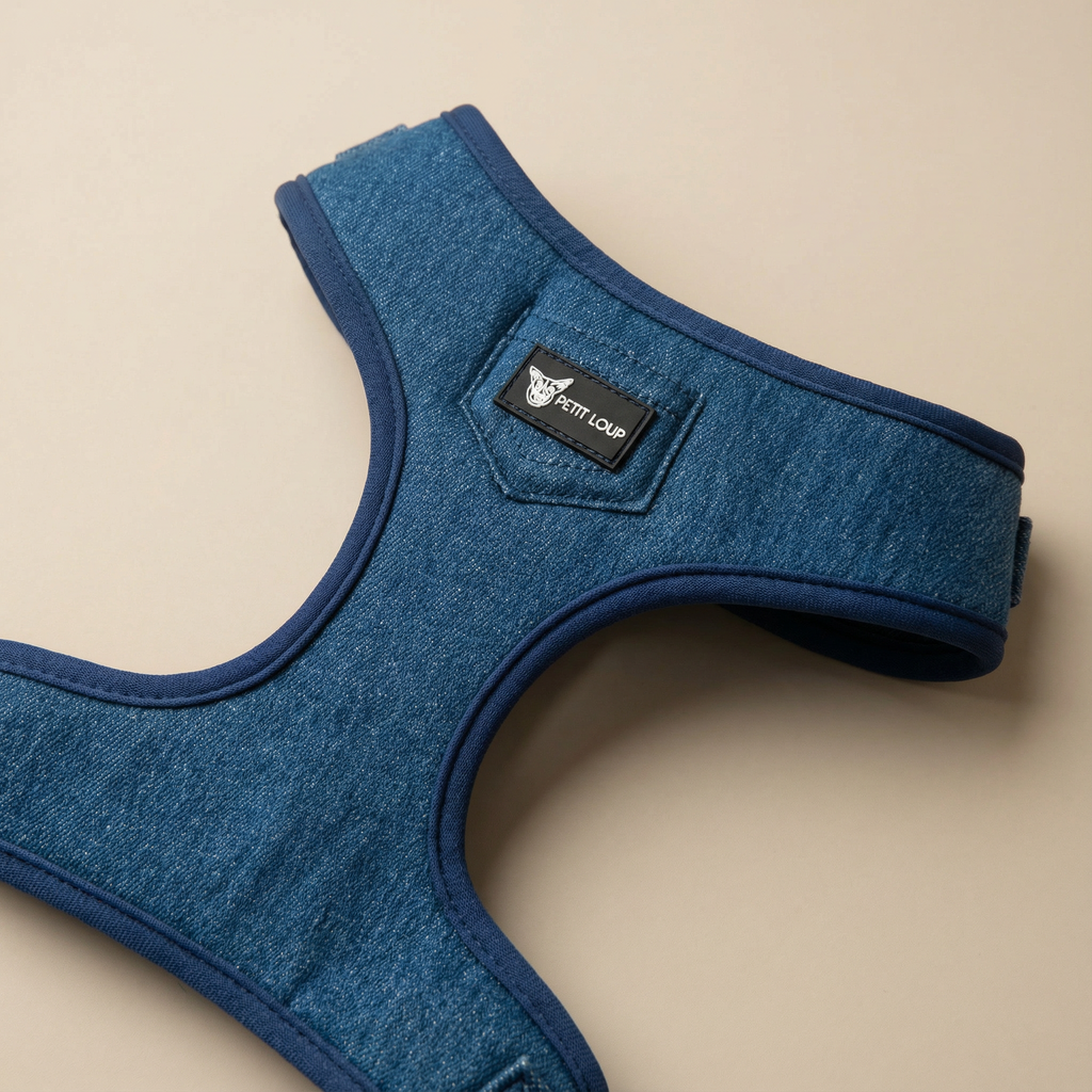 Dog harness — Denim (Dark Denim Fabric)
