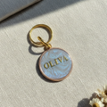 Round dog name tag — Moonstone