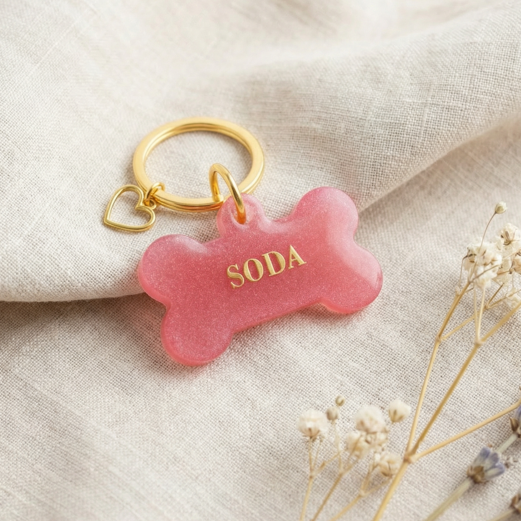 Dog name tag — Hot Pink