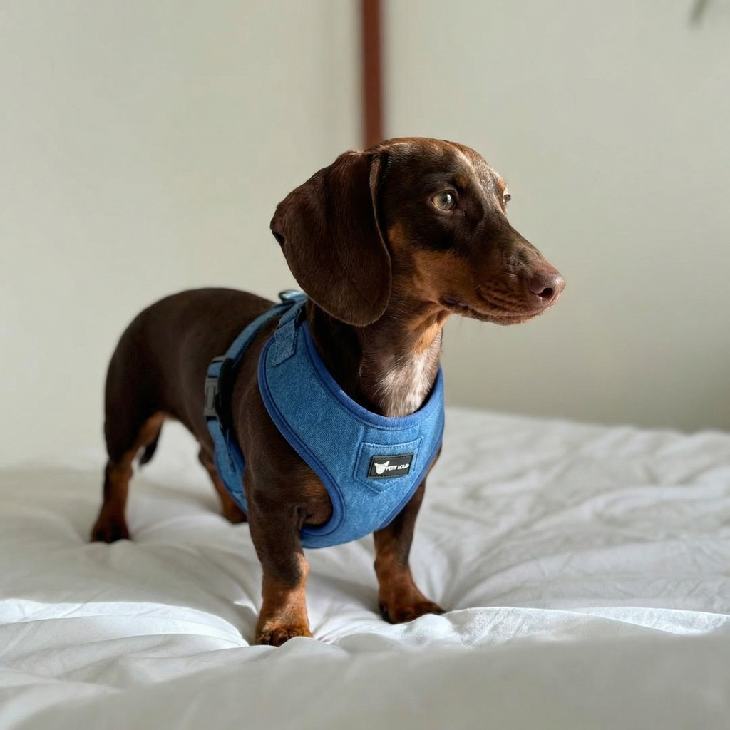 Dog harness — Denim (Dark Denim Fabric)