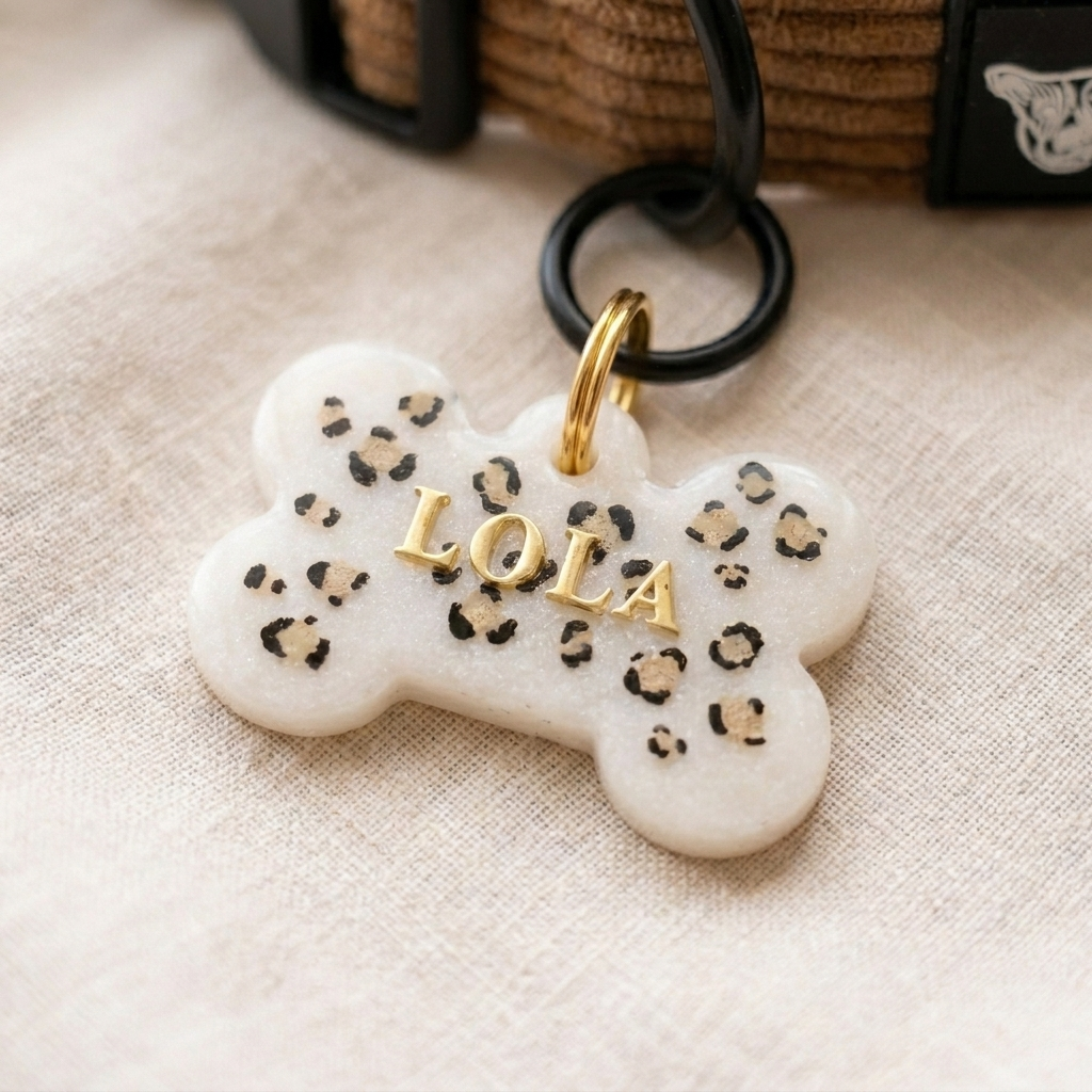 Dog name tag — Leopard Print