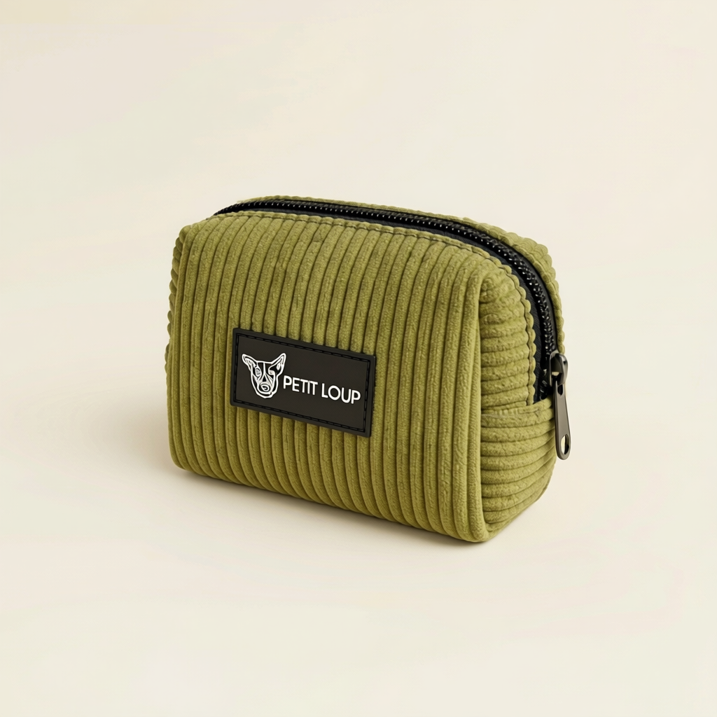 Dog poop bag holder — pistachio (Corduroy)