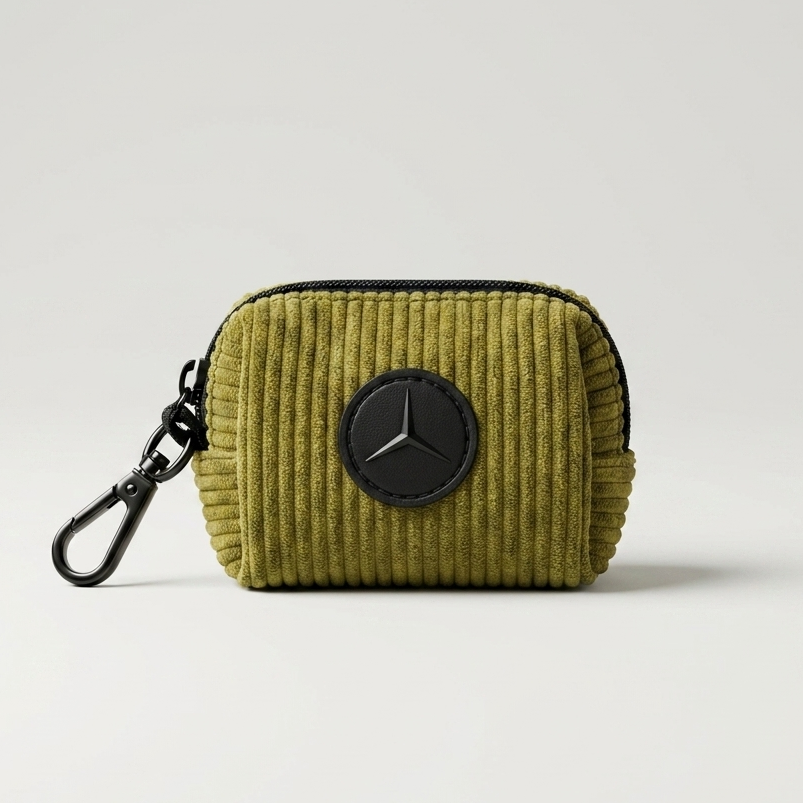 Dog poop bag holder — pistachio (Corduroy)
